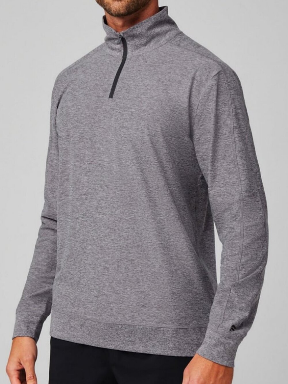 Fabletics The Cloud Jersey Quarter Zip, Onyx Heather, Medium, NWT